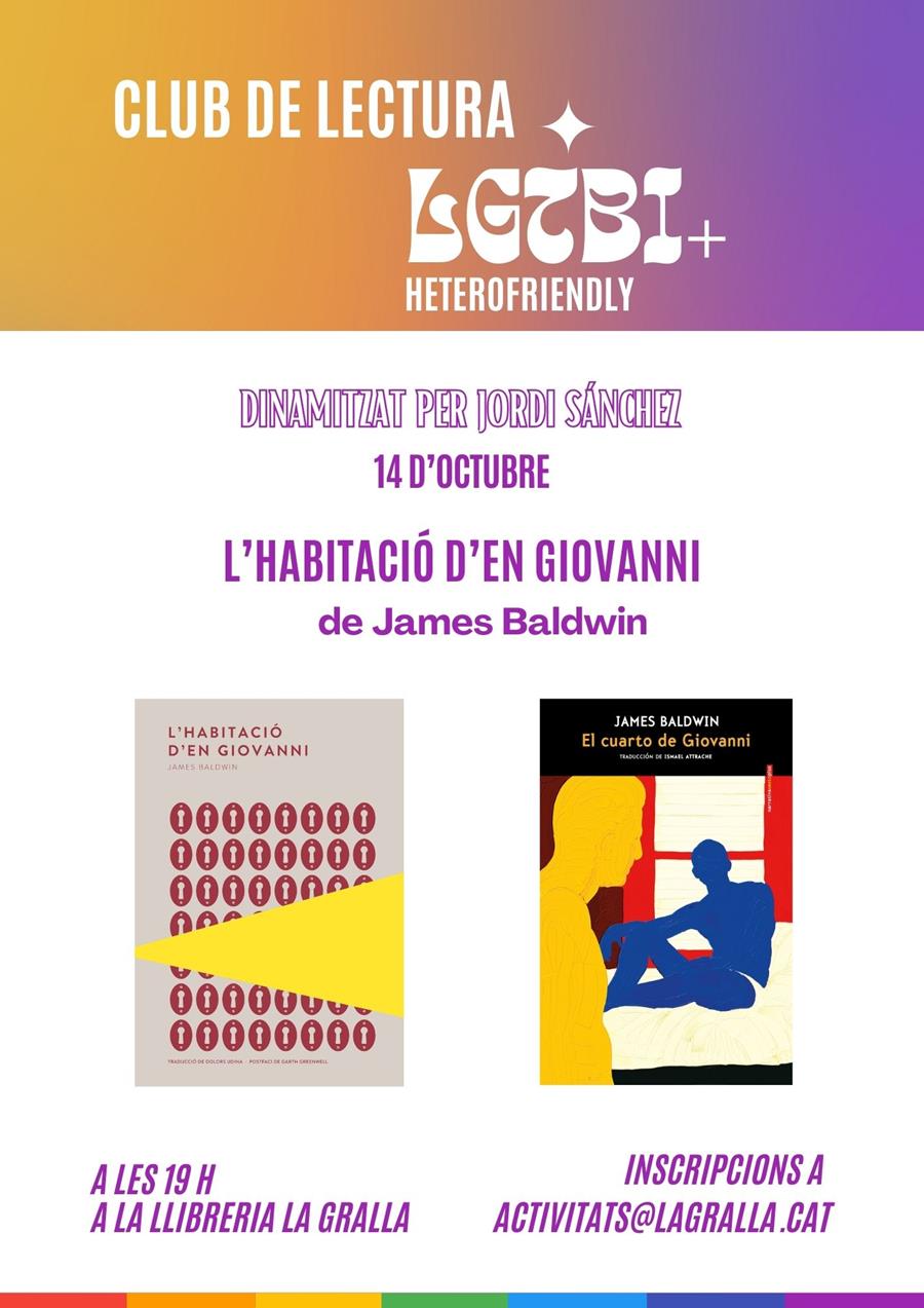 Club de lectura Lgtbi heterofriendly: "L'habitació d'en Giovanni" - Llibreria La Gralla | Llibreria online de Granollers