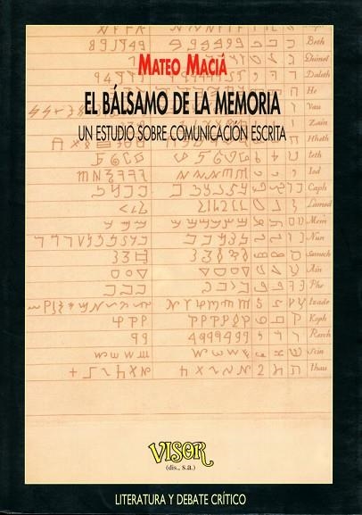 BALSAMO DE LA MEMORIA( UN ESTUDIO SOBRE LA COMUNICACION ESCR | 9788477747277 | MACIA , MATEO | Llibreria La Gralla | Librería online de Granollers