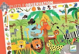 JUNGLA, LA. PUZZLE OBSERVACION 35 PIEZAS DJECO | 3070900075900 | DJEDJ07590 | Llibreria La Gralla | Llibreria online de Granollers