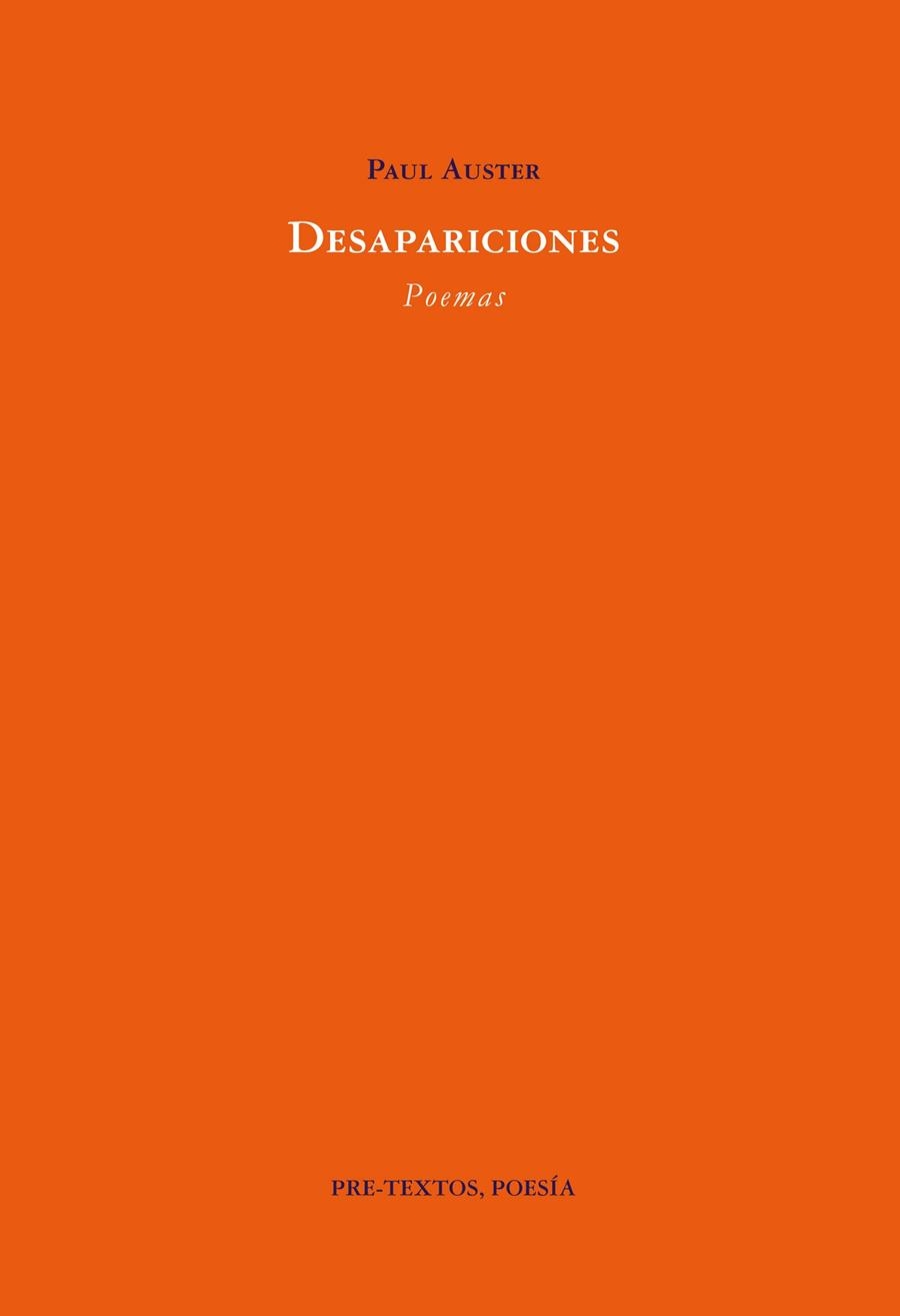 DESAPARICIONES,POEMAS | 9788481910858 | AUSTER,PAUL | Llibreria La Gralla | Librería online de Granollers