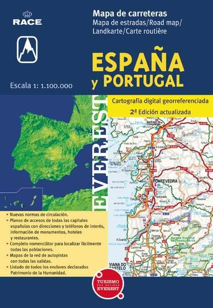 MAPA CARRETERAS ESPAÑA Y PORTUGAL 1:1100000 (RACE) | 9788424104504 | CARTOGRAFÍA EVEREST | Llibreria La Gralla | Llibreria online de Granollers