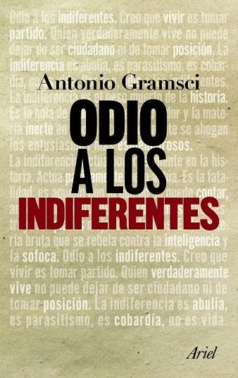 ODIO A LOS INDIFERENTES | 9788434413603 | GRAMSCI, ANTONIO | Llibreria La Gralla | Librería online de Granollers