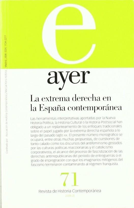 AYER 71. REVISTA DE HISTORIA CONTEMPORANEA | 9788496467828 | Llibreria La Gralla | Llibreria online de Granollers