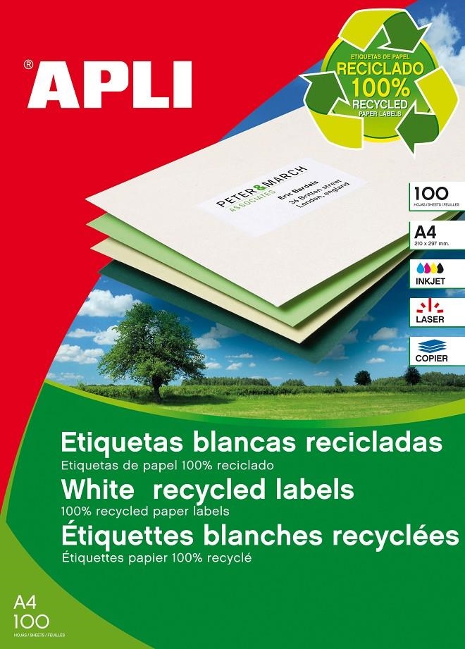 ETIQUETES A4 IMPRESORA 210X297MM PAPER RECICLAT | 8410782120704 | APL12070 | Llibreria La Gralla | Llibreria online de Granollers