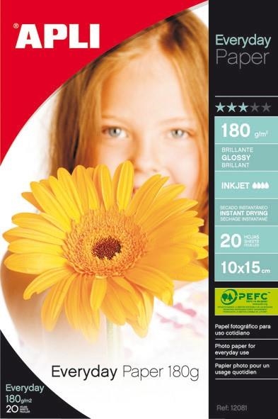 PAPER APLI PHOTO GLOSSY 10X15 180G 20 FULLS | 8410782120810 | APL12081 | Llibreria La Gralla | Librería online de Granollers