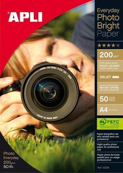 PAPER APLI PHOTO BRIGHT A4 200G 50 FULLS | 8410782122395 | APL12239 | Llibreria La Gralla | Llibreria online de Granollers