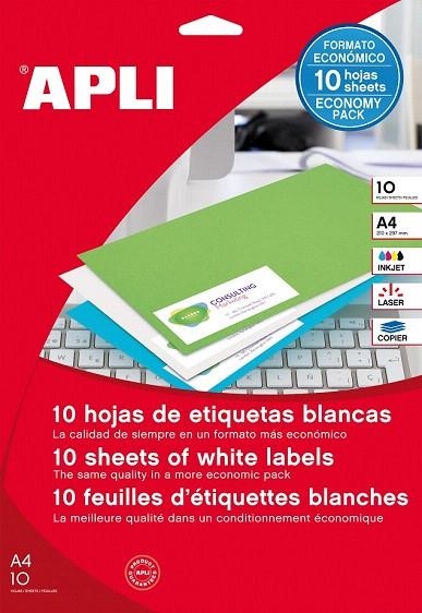 ETIQUETA IMPRESORA A4 210X297 10UN. | 8410782129172 | APL12917 | Llibreria La Gralla | Librería online de Granollers