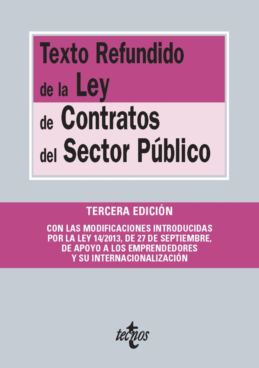 TEXTO REFUNDIDO DE LA LEY DE CONTRATOS DEL SECTOR PÚBLICO (3ª EDICIÓN,2013) | 9788430960842 | Llibreria La Gralla | Llibreria online de Granollers