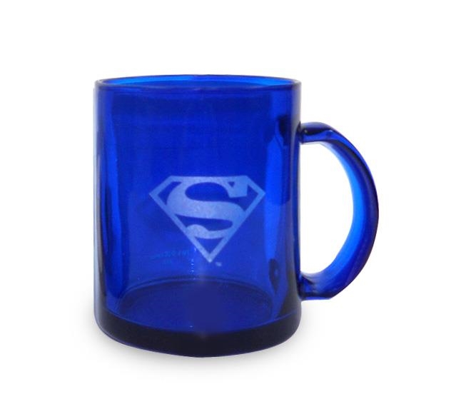 TASSA VIDRE BLAU TRANSPARENT AMB LOGO SUPERMAN | 8436546892120 | SD TOYS | Llibreria La Gralla | Llibreria online de Granollers