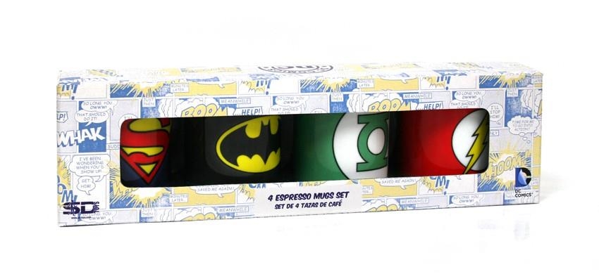 SET 4 MINI TASSES CAFE CERAMICA LOGOS DC COMICS  | 8436541029989 | SD TOYS | Llibreria La Gralla | Llibreria online de Granollers