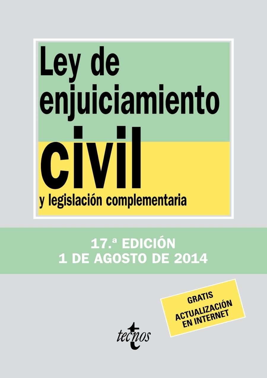 LEY DE ENJUICIAMIENTO CIVIL (AGOSTO 2014) | 9788430962365 | EDITORIAL TECNOS | Llibreria La Gralla | Llibreria online de Granollers