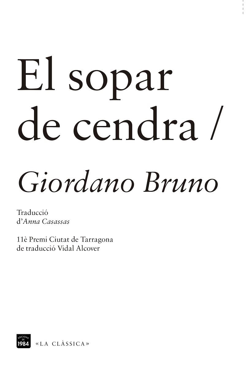 SOPAR DE CENDRA | 9788415835288 | BRUNO, GIORGIO | Llibreria La Gralla | Llibreria online de Granollers