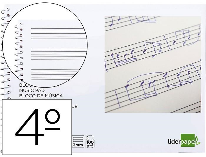 LLIBRETA MUSICA LIDERPAPEL 3 MM 1/4 APAISAT | 8423473007376 | Llibreria La Gralla | Llibreria online de Granollers