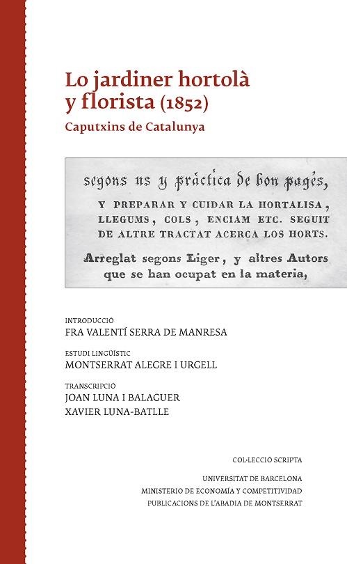 LO JARDINER HORTOLÀ Y FLORISTA (1852) | 9788498838657 | ALEGRE I URGELL, MONTSERRAT/LUNA I BALAGUER, JOAN/LUNA-BATLLE, XAVIER | Llibreria La Gralla | Llibreria online de Granollers