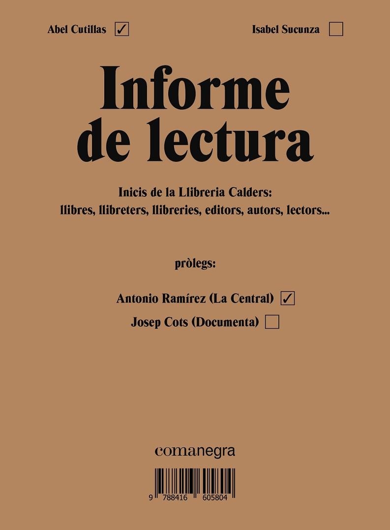 INFORME DE LECTURA | 9788416605804 | CUTILLAS ALBERICH, ABEL/SUCUNZA ALFONSO, ISABEL | Llibreria La Gralla | Llibreria online de Granollers