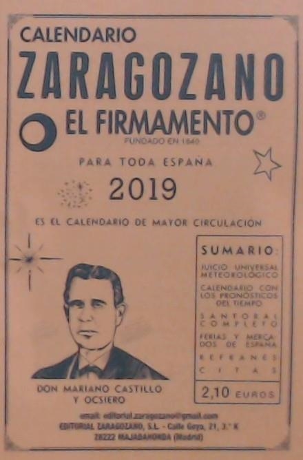 CALENDARIO ZARAGOZANO 2019 | 9788494641930 | CASTILLO Y OCSIERO, MARIANO | Llibreria La Gralla | Llibreria online de Granollers