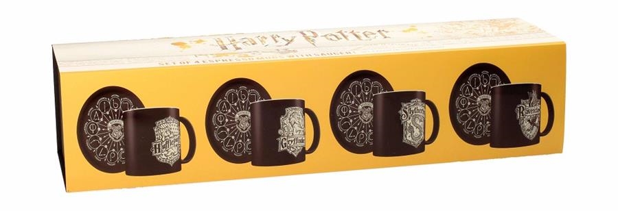 SET 4 MINI TAZAS CAFE CERAMICA CON PLATO HARRY POTTER EMBLEMAS | 8435450218361 | SD TOYS | Llibreria La Gralla | Llibreria online de Granollers