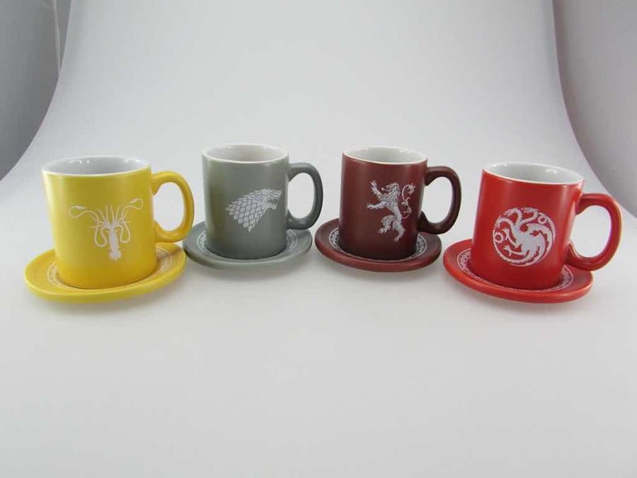 SET 4 MINI TAZAS CERAMICA DE CAFE GAME OF THRONES EMBLEMAS Y LEMAS DE LAS CASAS | 8436535278331 | SD TOYS | Llibreria La Gralla | Llibreria online de Granollers