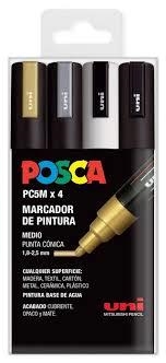 RETOLADORS 4 UN POSCA PC5M OR-PLATA-NEGRE-GRIS | 8435009951657 | 182634683 | Llibreria La Gralla | Llibreria online de Granollers