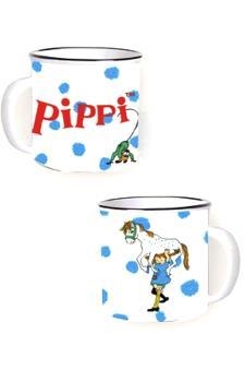 TAZA PIPPI CON FONDO BLANCO Y LUNARES AZULES | 8437020229104 | ASTRID LINDGREN COMPANY | Llibreria La Gralla | Llibreria online de Granollers