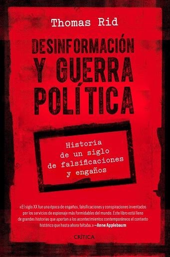 DESINFORMACIÓN Y GUERRA POLÍTICA | 9788491992776 | RID, THOMAS | Llibreria La Gralla | Librería online de Granollers