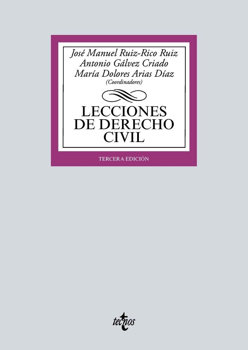 LECCIONES DE DERECHO CIVIL | 9788430983018 | RUIZ-RICO RUIZ, JOSÉ MANUEL/GÁLVEZ CRIADO, ANTONIO/ARIAS DÍAZ, MARÍA DOLORES/MORENO-TORRES HERRERA, | Llibreria La Gralla | Llibreria online de Granollers