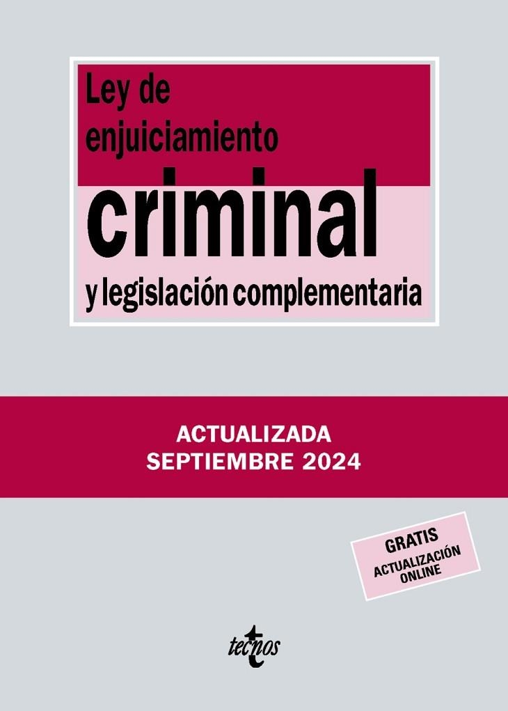 LEY DE ENJUICIAMIENTO CRIMINAL Y LEGISLACIÓN COMPLEMENTARIA 2024 | 9788430990986 | EDITORIAL TECNOS | Llibreria La Gralla | Llibreria online de Granollers