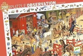 PUZZLE DJECO OBSERVACION EQUITACION (+ POSTER) 200 PIEZAS 61X38 | 3070900074545 | Llibreria La Gralla | Librería online de Granollers